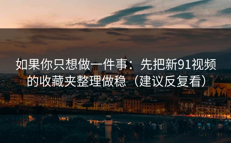 如果你只想做一件事：先把新91视频的收藏夹整理做稳（建议反复看）