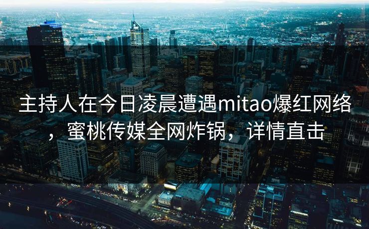 主持人在今日凌晨遭遇mitao爆红网络，蜜桃传媒全网炸锅，详情直击