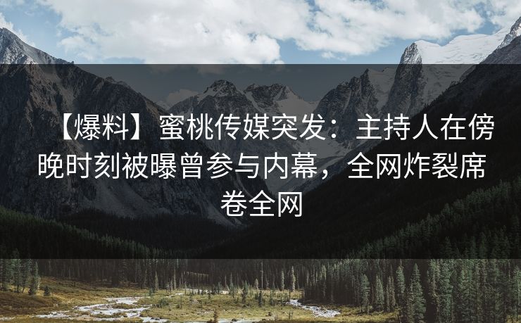 【爆料】蜜桃传媒突发：主持人在傍晚时刻被曝曾参与内幕，全网炸裂席卷全网