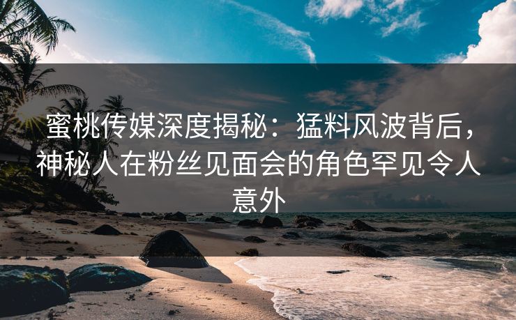 蜜桃传媒深度揭秘：猛料风波背后，神秘人在粉丝见面会的角色罕见令人意外