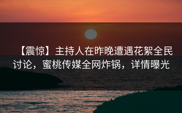 【震惊】主持人在昨晚遭遇花絮全民讨论，蜜桃传媒全网炸锅，详情曝光