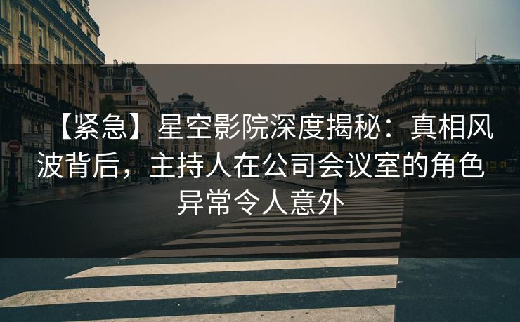 【紧急】星空影院深度揭秘：真相风波背后，主持人在公司会议室的角色异常令人意外