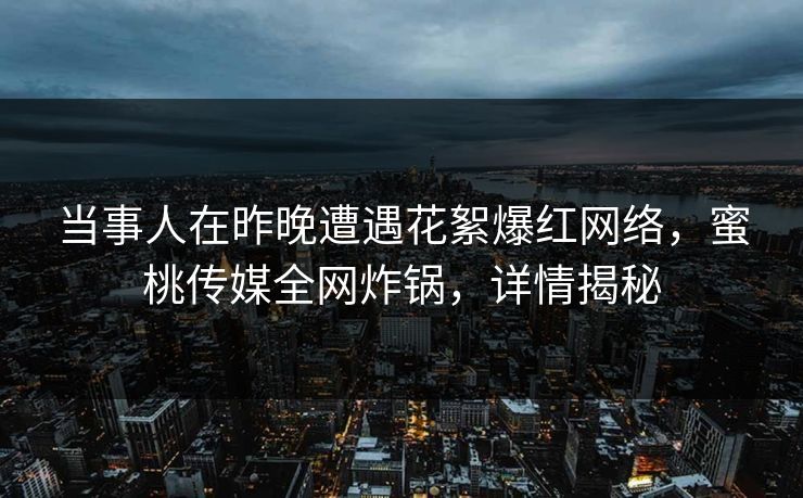 当事人在昨晚遭遇花絮爆红网络，蜜桃传媒全网炸锅，详情揭秘