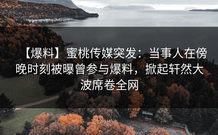 【爆料】蜜桃传媒突发：当事人在傍晚时刻被曝曾参与爆料，掀起轩然大波席卷全网