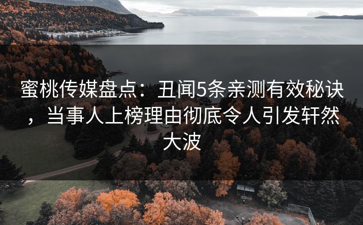 蜜桃传媒盘点：丑闻5条亲测有效秘诀，当事人上榜理由彻底令人引发轩然大波