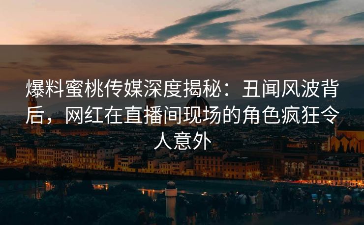 爆料蜜桃传媒深度揭秘：丑闻风波背后，网红在直播间现场的角色疯狂令人意外