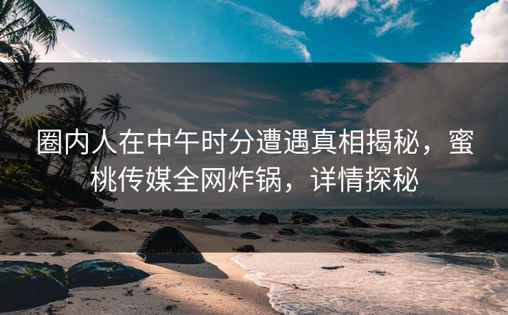 圈内人在中午时分遭遇真相揭秘，蜜桃传媒全网炸锅，详情探秘