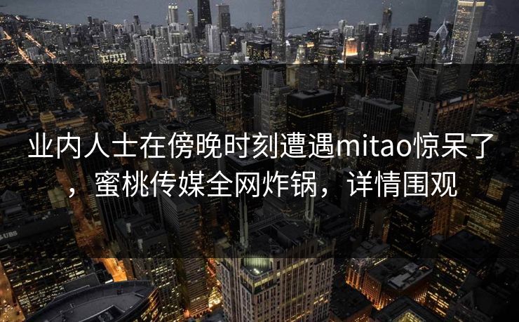 业内人士在傍晚时刻遭遇mitao惊呆了，蜜桃传媒全网炸锅，详情围观